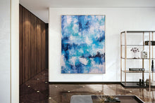 Load image into Gallery viewer, Blue And White Palette Knife Artwork Original Abstract Painting Fp027