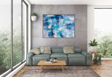 Load image into Gallery viewer, Blue And White Palette Knife Artwork Original Abstract Painting Fp027