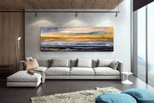 Load image into Gallery viewer, Blue Yellow Sea Palette Knife Painting Original Abstract Painting Fp077