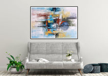 Load image into Gallery viewer, Blue White Orange Palette Knife Artwork Original Abstract Painting Fp093