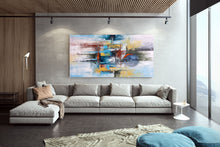 Load image into Gallery viewer, Blue White Orange Palette Knife Artwork Original Abstract Painting Fp093