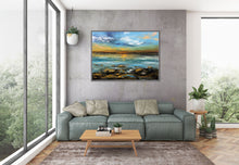 Load image into Gallery viewer, Blue Yellow Sea Palette Knife Painting Original Landscape Painting Fp049