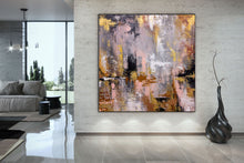 Load image into Gallery viewer, Pink Gray Gold Palette Knife Abstract Painting Modern Wall Decor Fp082