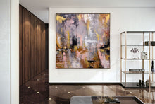 Load image into Gallery viewer, Pink Gray Gold Palette Knife Abstract Painting Modern Wall Decor Fp082