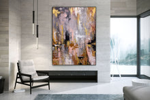 Load image into Gallery viewer, Pink Gray Gold Palette Knife Abstract Painting Modern Wall Decor Fp082