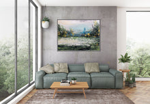Load image into Gallery viewer, Green Blue Yellow Abstract Painting Landscape Canvas Art Fp052