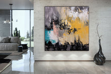 Load image into Gallery viewer, Modern Blush Pink Mint Extra Large Wall Art Abstract Painting Qp016