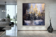 Load image into Gallery viewer, Blue White Gold Abstract Paintings Contemporary Art Fp032