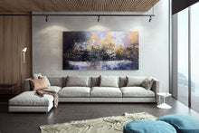 Load image into Gallery viewer, Blue White Gold Abstract Paintings Contemporary Art Fp032