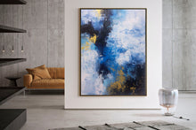 Load image into Gallery viewer, Blue White Gold Contemporary Art Office Oversize Artworks Qp030