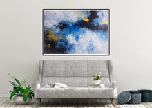 Load image into Gallery viewer, Blue White Gold Contemporary Art Office Oversize Artworks Qp030