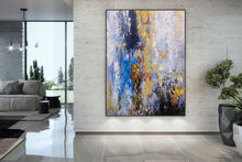 Load image into Gallery viewer, Blue Purple Yellow Abstract Painting on Canvas Sofa Size Wall Art Fp080