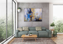 Load image into Gallery viewer, Blue Purple Yellow Abstract Painting on Canvas Sofa Size Wall Art Fp080