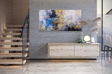 Load image into Gallery viewer, Blue Purple Yellow Abstract Painting on Canvas Sofa Size Wall Art Fp080