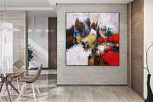Load image into Gallery viewer, Red Yellow Brown Abstract Painting on Canvas Acrylics Painting Qp033