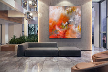 Load image into Gallery viewer, Orange Gray White Abstract Painting Colorful Textured Art Fp055