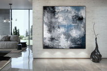 Load image into Gallery viewer, Black White Blue Abstract Painting Modern Paintings Fp028