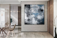 Load image into Gallery viewer, Black White Blue Abstract Painting Modern Paintings Fp028