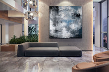 Load image into Gallery viewer, Black White Blue Abstract Painting Modern Paintings Fp028