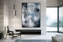 Load image into Gallery viewer, Black White Blue Abstract Painting Modern Paintings Fp028