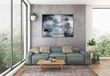 Load image into Gallery viewer, Black White Blue Abstract Painting Modern Paintings Fp028