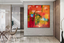 Load image into Gallery viewer, Red Green Orange Abstract Painting Colorful Abstract Art Fp050