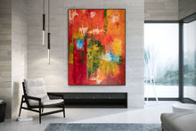 Load image into Gallery viewer, Red Green Orange Abstract Painting Colorful Abstract Art Fp050