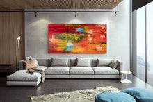 Load image into Gallery viewer, Red Green Orange Abstract Painting Colorful Abstract Art Fp050