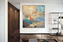 Load image into Gallery viewer, Navy Blue Yellow Red Abstract Painting Home Decor Wall Art Qp026