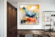 Load image into Gallery viewer, Blue Red Yellow Abstract Painting Office Painting Modern Wall Decor Fp045