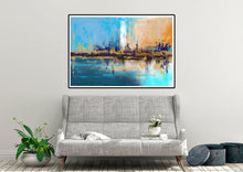 Load image into Gallery viewer, Blue Yellow Beige Palette Knife Artwork Original Abstract Painting Qp039