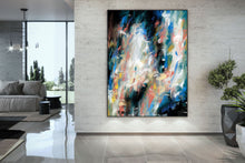 Load image into Gallery viewer, Black Pink Blue Textured Painting Original Abstract Painting Qp002