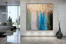 Load image into Gallery viewer, Gold White Blue Abstract Painting Home Decor Modern Fp096