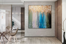 Load image into Gallery viewer, Gold White Blue Abstract Painting Home Decor Modern Fp096