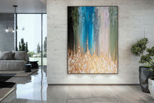 Load image into Gallery viewer, Gold White Blue Abstract Painting Home Decor Modern Fp096