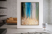Load image into Gallery viewer, Gold White Blue Abstract Painting Home Decor Modern Fp096
