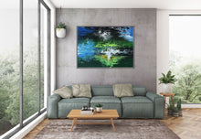 Load image into Gallery viewer, Blue Green White Abstract Wall Art Unique Painting Qp003