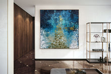 Load image into Gallery viewer, Deep Blue Gold Abstract Paitning Living Room Wall Art Fp087