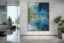 Load image into Gallery viewer, Deep Blue Gold Abstract Paitning Living Room Wall Art Fp087