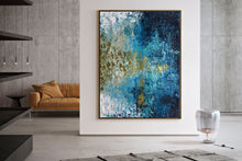 Load image into Gallery viewer, Deep Blue Gold Abstract Paitning Living Room Wall Art Fp087