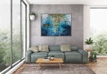 Load image into Gallery viewer, Deep Blue Gold Abstract Paitning Living Room Wall Art Fp087