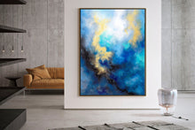 Load image into Gallery viewer, Blue Yellow Gold Abstract Original Painting On Canvas Large Artwork Fp085