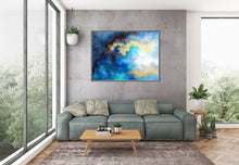 Load image into Gallery viewer, Blue Yellow Gold Abstract Original Painting On Canvas Large Artwork Fp085