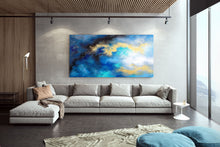 Load image into Gallery viewer, Blue Yellow Gold Abstract Original Painting On Canvas Large Artwork Fp085