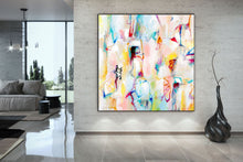 Load image into Gallery viewer, Pink White Abstract Painting on Canvas Colorful Contemporary Painting Fp099
