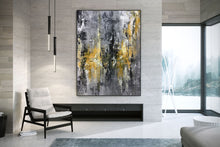 Load image into Gallery viewer, Large Black Grey Yellow Abstract Painting Office Decor Fp025
