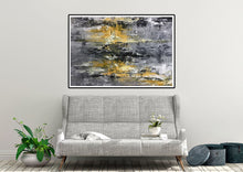 Load image into Gallery viewer, Large Black Grey Yellow Abstract Painting Office Decor Fp025