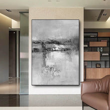 Load image into Gallery viewer, Black And White Grat Abstract Painting Original Living Room Painting Yp022