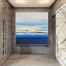 Load image into Gallery viewer, Blue White Yellow Landscape Painting on Canvas Contemporary Wall Art Yp017