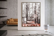 Load image into Gallery viewer, Gray Red Palette Knife Artwork Original Abstract Painting Fp051